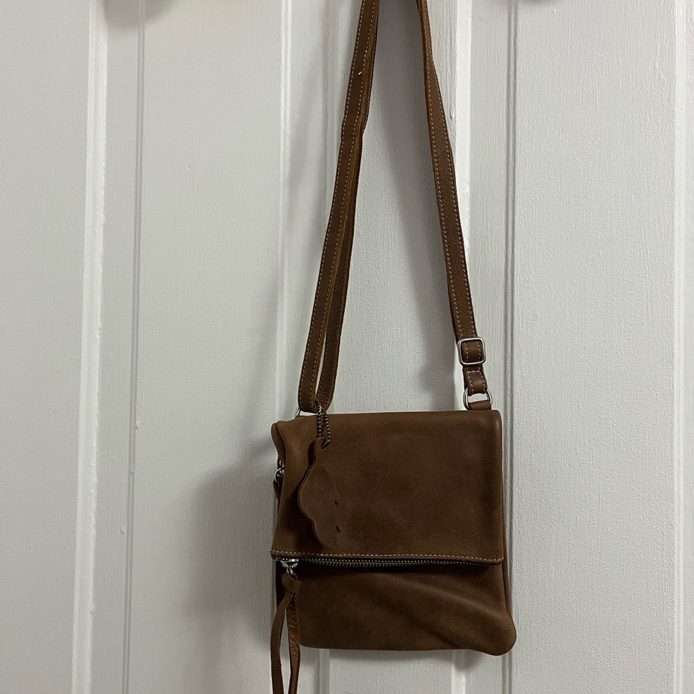 Roots tribe leather crossbody bag